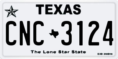 TX license plate CNC3124