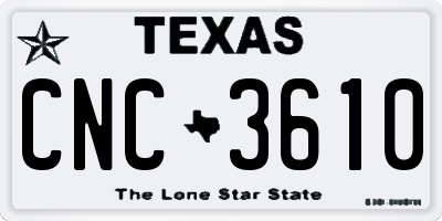 TX license plate CNC3610