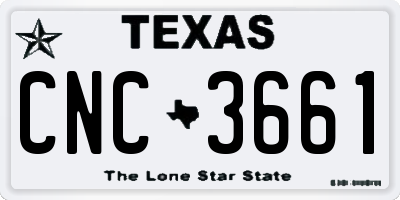 TX license plate CNC3661