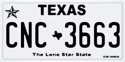 TX license plate CNC3663