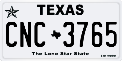 TX license plate CNC3765