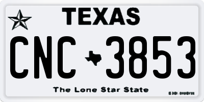 TX license plate CNC3853