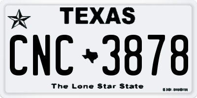 TX license plate CNC3878