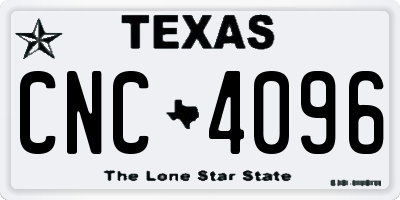 TX license plate CNC4096