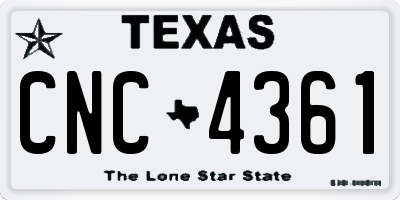 TX license plate CNC4361