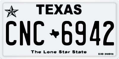 TX license plate CNC6942
