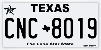TX license plate CNC8019