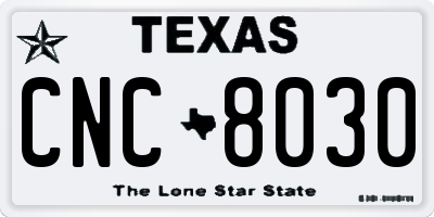 TX license plate CNC8030