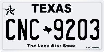 TX license plate CNC9203