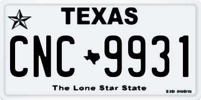 TX license plate CNC9931