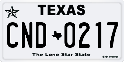 TX license plate CND0217