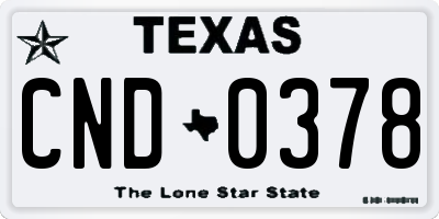 TX license plate CND0378