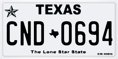 TX license plate CND0694