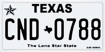 TX license plate CND0788