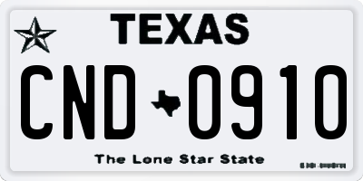 TX license plate CND0910