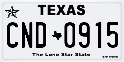 TX license plate CND0915