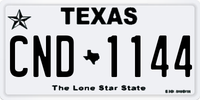 TX license plate CND1144
