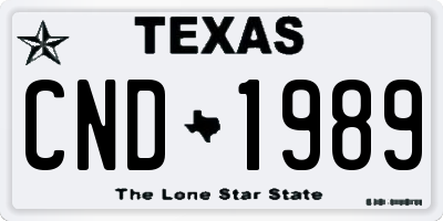 TX license plate CND1989