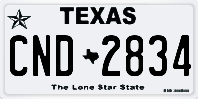 TX license plate CND2834