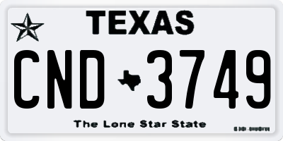 TX license plate CND3749