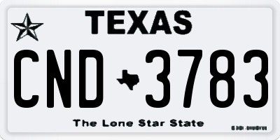 TX license plate CND3783