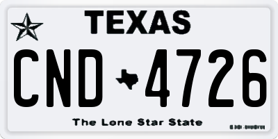 TX license plate CND4726