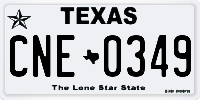 TX license plate CNE0349