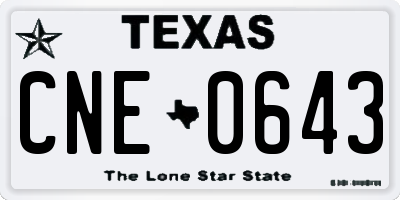 TX license plate CNE0643