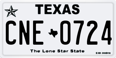TX license plate CNE0724
