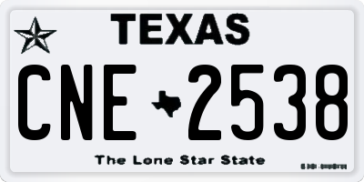 TX license plate CNE2538