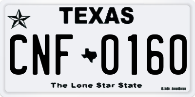TX license plate CNF0160