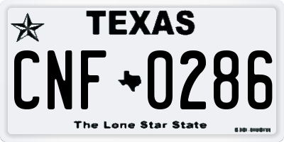 TX license plate CNF0286
