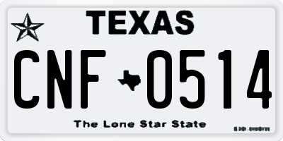 TX license plate CNF0514