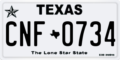 TX license plate CNF0734