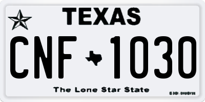 TX license plate CNF1030