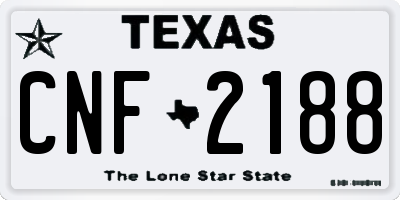 TX license plate CNF2188