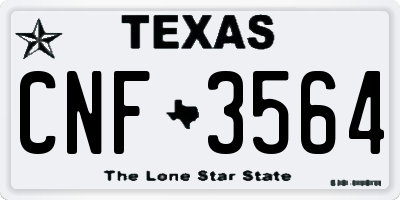 TX license plate CNF3564