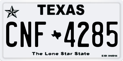 TX license plate CNF4285
