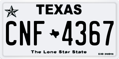 TX license plate CNF4367