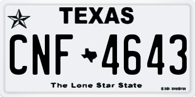 TX license plate CNF4643
