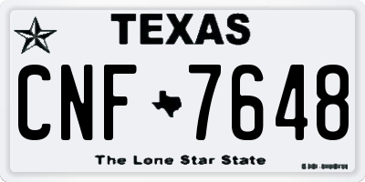 TX license plate CNF7648