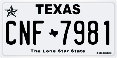 TX license plate CNF7981