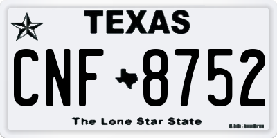 TX license plate CNF8752