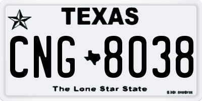 TX license plate CNG8038