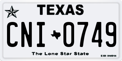 TX license plate CNI0749