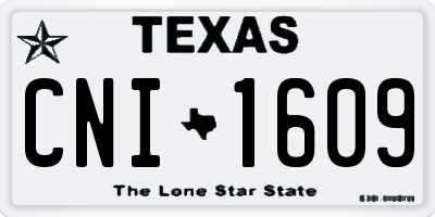 TX license plate CNI1609