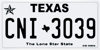 TX license plate CNI3039