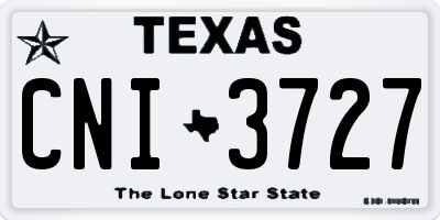 TX license plate CNI3727