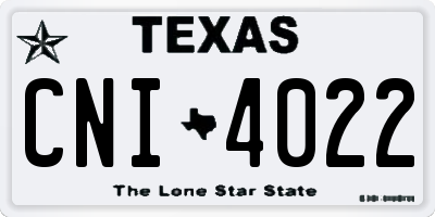 TX license plate CNI4022