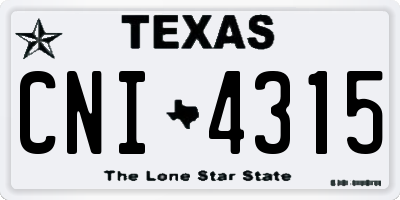 TX license plate CNI4315